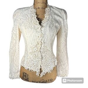 Vintage Cachet by Bari Protas structured lace blazer/jacket Women’s 7/8 | gg1